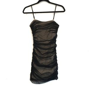Armani Exchange Ruched Mesh Bodycon Mini Dress